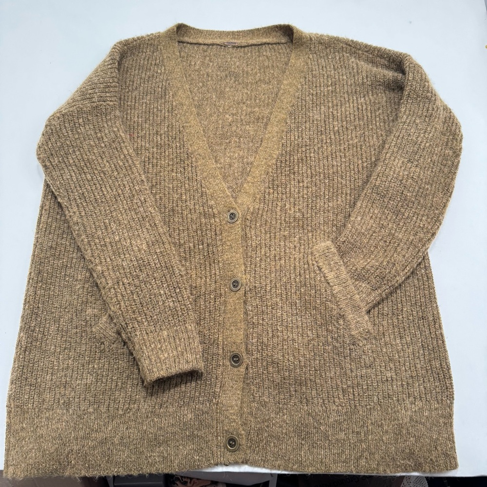 Free People Tan wool and alpaca Cardigan Sweater